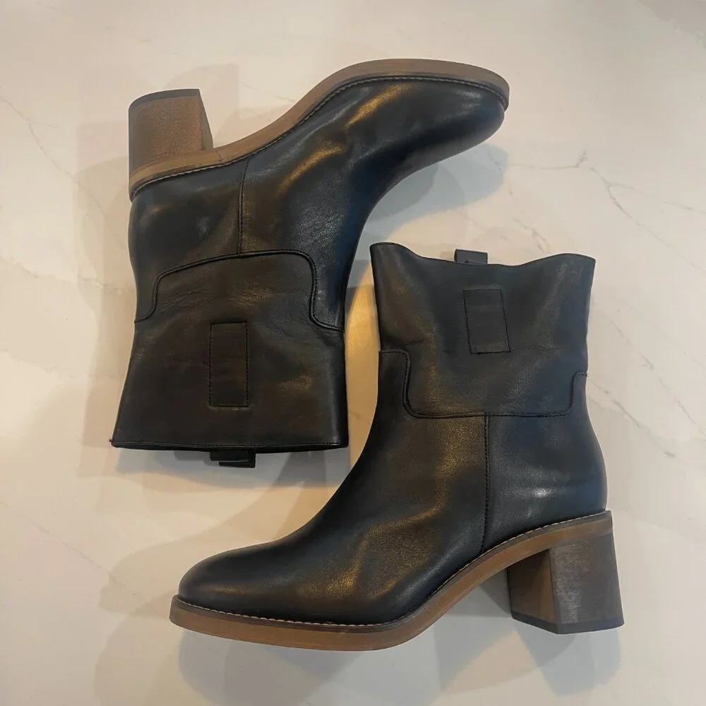 Free People Tabby Black Leather Ankle Boot Women’s Size EU 39.5 /US 9